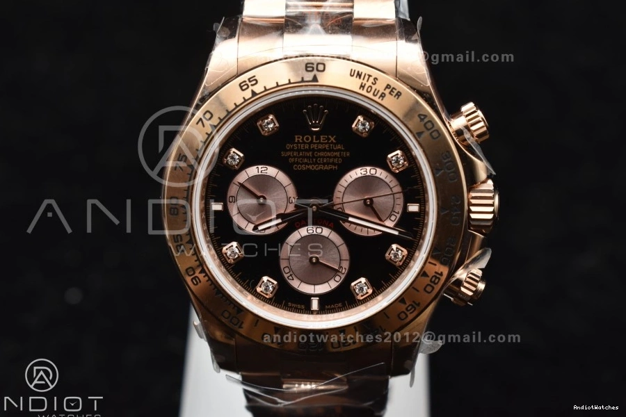 Daytona Best QF 783 126505 RG Edition on Braclet Black V 1:1 Breathable Diamonds RG SH4131 Dial 0816